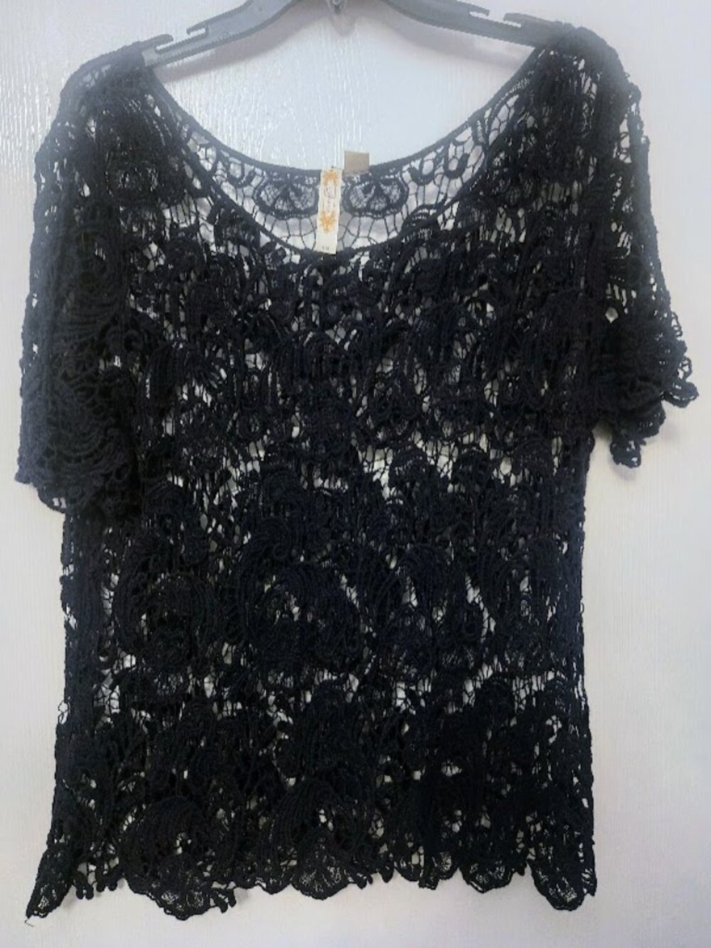 Adiva crochet S/S dark navy top NWOT Size‎ XL